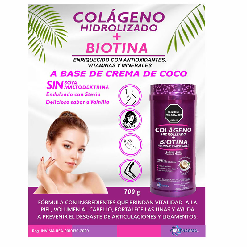 Colageno Hidrolizado + Biotina BESPHARMA Vainilla X 700 g - Imagen 10