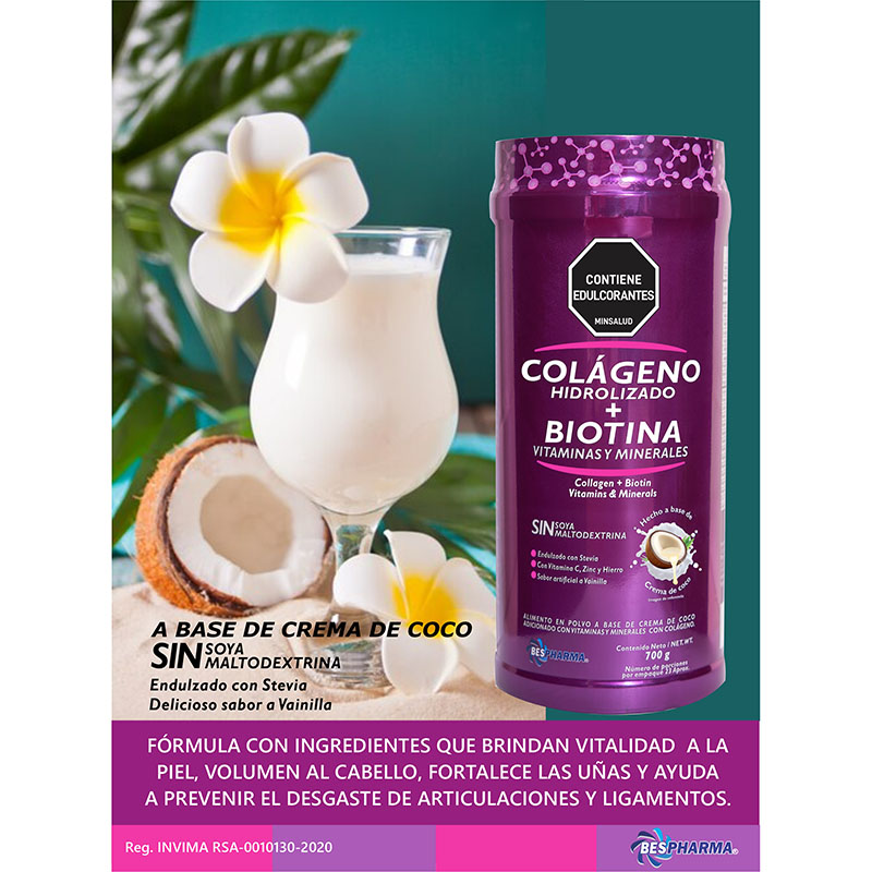 Colageno Hidrolizado + Biotina BESPHARMA Vainilla X 700 g - Imagen 9
