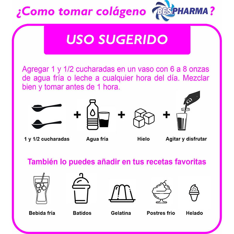 Colageno Hidrolizado + Biotina BESPHARMA Vainilla X 700 g - Imagen 4