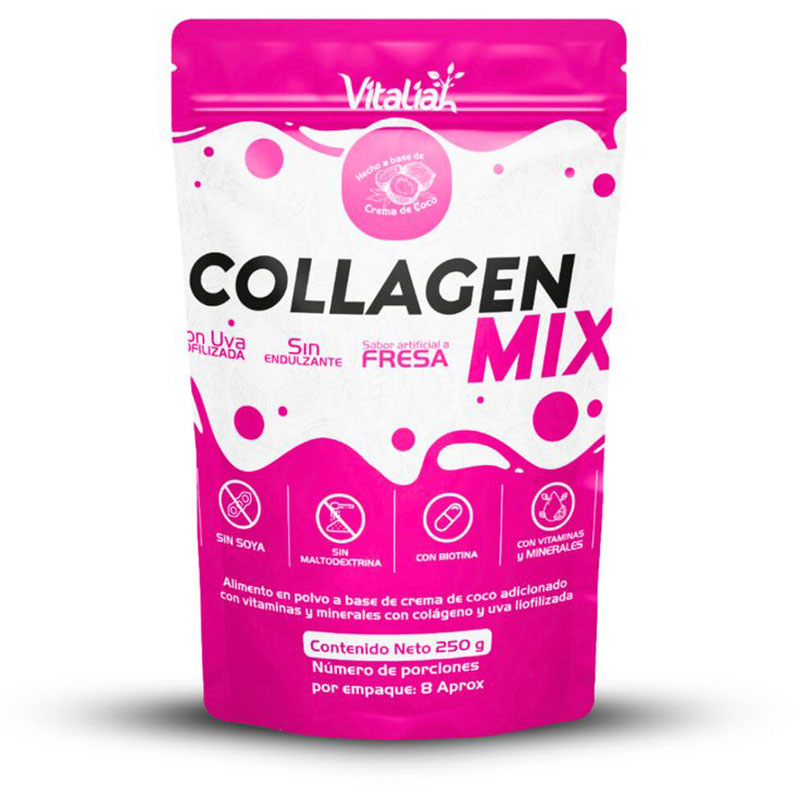 Colágeno con Uva Liofilizada VITALIAH Fresa Doypack X 250 g